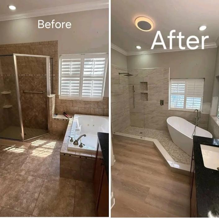 Modern tiled bathroom remodel